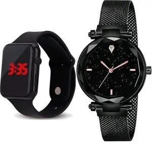 LAKSH Steel Strap Analog Watch and Rubber Strap Digital Watch Free for Girls(SR-640) AT-640