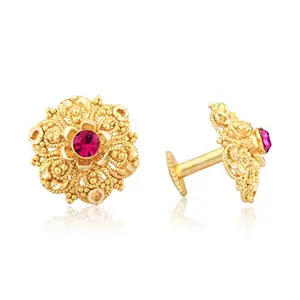 VFJ VIGHNAHARTA FASHION JEWELLERY Traditional South Screw Back Alloy Gold And Micron Plated Round Earring, Gold, Yellow For Women