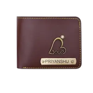 NAVYA ROYAL ART Men's Leather Customised Name with Logo Wallet - Brown Color