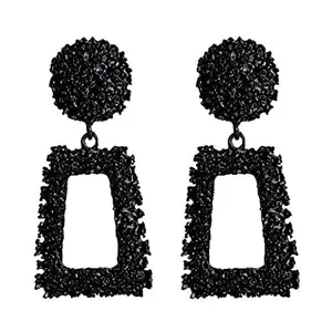Stylish LOOX Stylish LOOX Women's Raffia Designer Earrings - Black for Women & Girls, Black Colour, jewellery for women, light weight earrings for women, Push Closure, modern, statement, western earrings