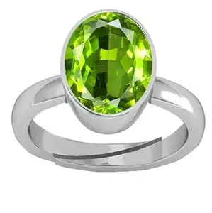 JAGDAMBA GEMS 4.25 Ratti 3.32 Carat Certified Natural AAA++ Quality Peridot Loose Gemstone Plated panchdhatu Adjustable Ring (Lab -Approved)