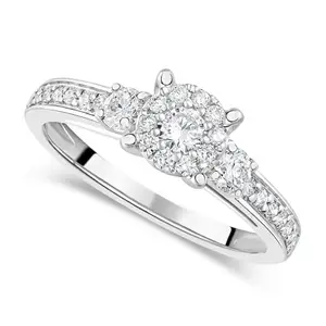 Heer Collection Fashion Jewellery Triple Circular Head Lovebright Round Cut American Diamond Adjustable Ring for Women Girl, Wedding, Anniversary Gift - Wife, Mother, Sister