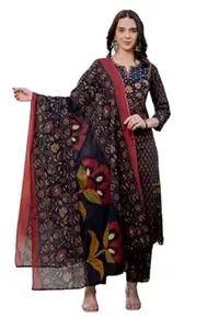 Pistaa's Women’s Elegant Pure Cotton Floral Printed Kurta Pant with Dupatta Set