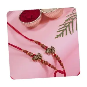 I Jewels Mens Shree Rakhi With Roli Chawal & Rakshabandhan Card For Bro/Brother/Bhai (R249-2) (Set Of 2)