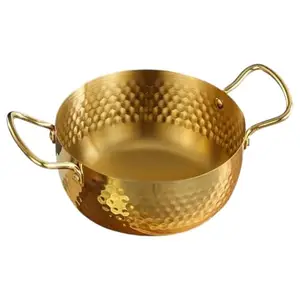 Kruvad Hammered Traditional Indian Cooking Serving Pot Induction with Hold Handle Wok Made for Vegetable & Pasta Noodle, Milk Cookware Ayurvedic Health Benefited Kadhai [ 28x18x10 CM ]