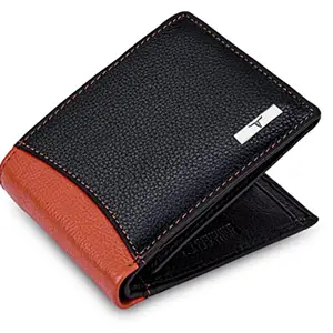 URBAN FOREST Ontario Black/Orange Leather Wallet for Men