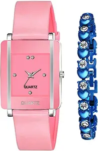 HC HARMI CREATIVE Harmi Creative Women Casual Square Analog Resin Wrist Watch (Pack of 2) (Pink) HC 81