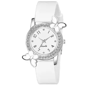 Dhadak Collection New Casual Designer Analog Butterfly White Dial Watch and Classy Fab Look Leather Strap for Women's Girls