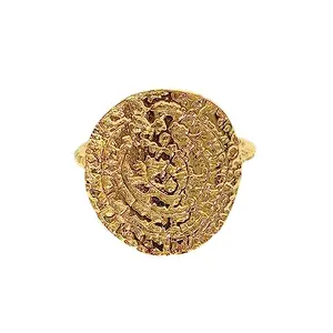 XPNSV Luxury Latest Greek Coin CharmRing Gold Finish Anti Tarnish Light Weight Stylish Fashion Jewellery for Women and Girls