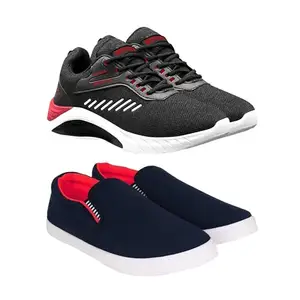 BRUTON Combo Pack of 2 Sport Running Shoes for Men's & Boy's- Black:Red Size - 6