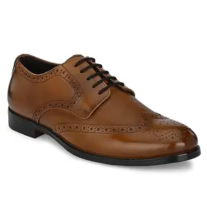 egoss Genuine Leather Brogue Formal Shoes for Men (Tan-7)-2132-E