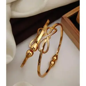 Gold Brass Twinkling Glittering Bracelet/Bangles for Women | Adjustable | Cubic Zirconia/American Diamond | Size Free Size | B&B_FS_3n5npw