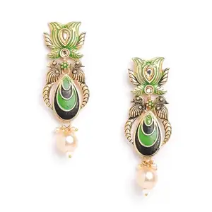 Hot And Bold Exquisite Ethnic Pearl Drop Earrings - Graceful Dangle with Jhumka's Twist (Pearl Cascade Ethnic Earrings)