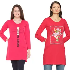 In Love Women's Full Sleeves Long Length Night Wear Tshirts