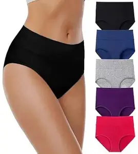 DIVING DEEP Panty for Women |Panties for Girl | Women’s Cotton High-Waist Panties – Full Coverage, Breathable & Stretchable Hipster Briefs (Pack of 5)