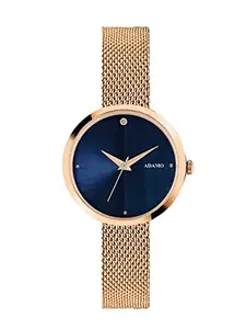 ADAMO Analog Women's Watch (Blue & Rose Gold Dial Rose Gold Colored Strap)