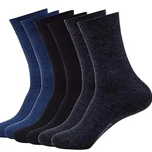 Regalia Procot Formal Business Office Socks for Men boys Crew length Breathable Odour control Combed organic Cotton Free Size Pack of 3 Pair combo (Multi-colored)