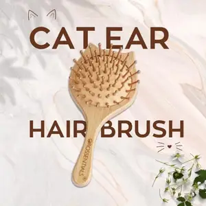 OROSSENTIALS Bamboo Hair Brush with bamboo bristles | Wooden Hair Brush for Women & Men | Wooden Brush for Hair Small Hairbrush for Women | Paddle Hair Brush Paddle Brush for Women Travel Friendly