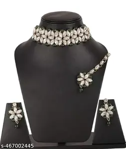 Latest Stylish Stone Studded Jewellery Set for Women |Festive Wedding Party Necklace Earrings|JS_268|