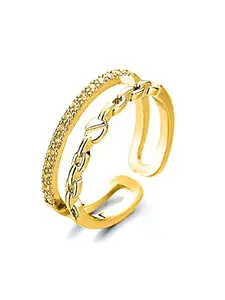 Yellow Chimes Rings for Women & Girls Ring for Girls | Gold Tone Crystal Studded Multi Layered Adjustable Finger Ring for Women | Birthday Gift For girls & women Anniversary Gift for Wife