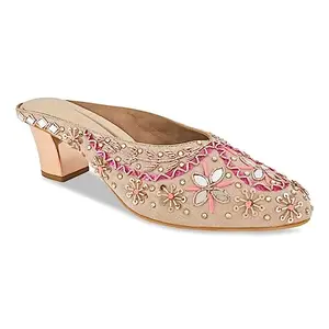 ROCIA by Regal Rose Gold Women Hand Embroidered Heel Mojris