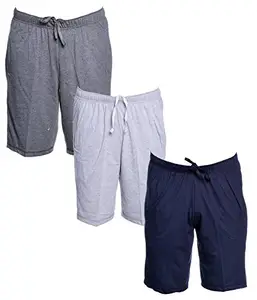 VIMAL JONNEY Multicolor Cotton Blended Bermuda Shorts for Men(Pack of 3)-D12-AN_ML_NV_03-M