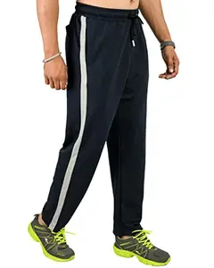 Urban Street Mens Trackpants Running Track Pants Sports Track Pants for Gym Wear Poly Cotton L10 (M, Navy Blue)