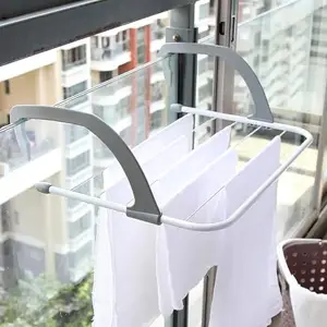 Paghadi Metal Adjustable Cloth Drying Stand Rack Balcony Window Hanging Cloth Hanger Laundry Organizer Shelf Wall Cloth Dryer Stand Indoor Outdoor Windowsill Guardrail Balcony