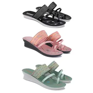 Women's Comfortable Sandal,Casual Lightweight Sandal for Everyday Wear for women's(GR-(COMBO-3)-1946-1950-1948-6)