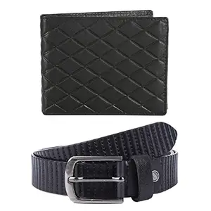 Leather Junction Gift Set for Men Black Wallet & Black Belt Combo Set (148060505060)