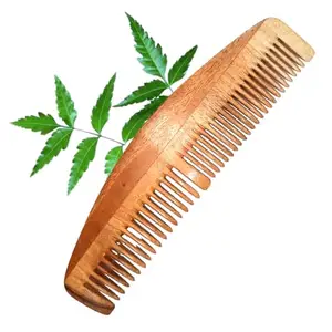 Hand Made Natural Pure Neem Wood Travel Comb Moon Shape Wooden Hair Comb For Hair Growth For Women And Men (pack of 1)