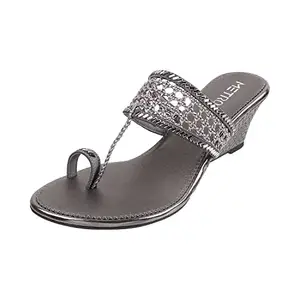 Metro Women's Gun Metal Synthetic Sandals 4-UK 37 (EU) (35-4770)