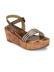 CLOG LONDON Womens Outdoor Sadals/Heels | Casual Sandals with Comfortable Cushioned Sole-COPPER-37