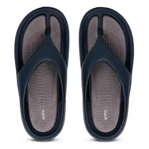 YOHO Sponge Flip Flops for Men | Orthopedic slippers with Mild Acupressure Points | Lightweight | Dual-Colour Design, Soft EVA Footbed, Waterproof | Mystery Blue - UK 9