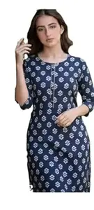 Cotton Printed Tunic Top for Women, 3/4 Sleeve Casual Kurti