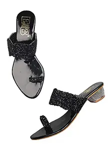 WalkTrendy Womens Synthetic Black Sandals With Heels - 4 UK (Wtwhs139_Black_37)