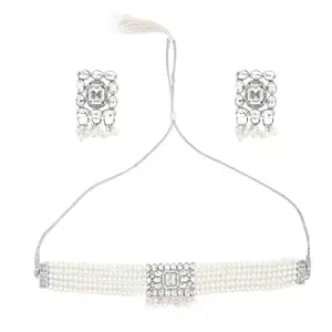 White Square Moti Necklace for Women, Elegant Jewelry with a Contemporary Design and Stunning Detailing
