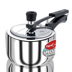 Pigeon by Stovekraft 2 Litre Special Stainless Steel Inner Lid Induction Base Pressure Cooker (Silver) BIS Certified price in India.