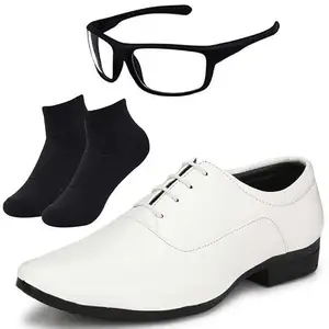 Vitoria Wonderfull Looks Menl Men White Lace Formal Shoes with Black Socks & White NV/7