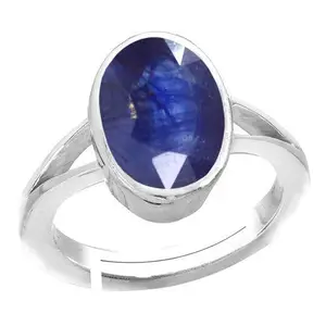 Anuj Sales 6.25 Ratti / 5.00 Carat Certified Natural Blue Sapphire/Neelam Ring (Nilam/Neelam Silver Ring) panchdhatu Adjustable Ring for Men and Women