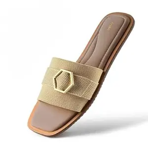 Frido Comfort Flat Sandals for Women | Super Soft Stylish Slip-On Sandals with Cushioned Sole – Daily Office and Casual Wear with Padded Knit Upper, Breathable & Zero-Drop Sole