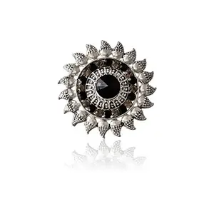 VSHINE FASHION JEWELLERY Adjustable Exclusive Collection Silver-Toned Oxidized Fashionable Traditional Ethnic Back & Silver Plated Fashion Jewellery Ring Collection for Women and Girls -VSFR1094G