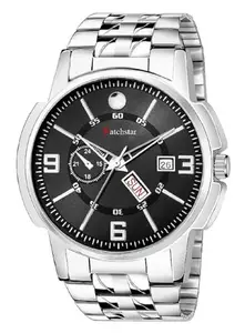 Unique Premium Black Dial Day Date Steel Watch for Men