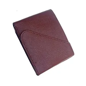 DRYZTOR PU Leather Credit PU Leather Album Wallet for Men - 02 Currency Compartments 04-06 Credit Card Holder Snap Closer (Brown) Wallet