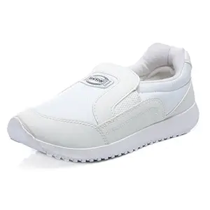 Unistar GlideStep Ultra: Men's Stylish Anti-Skid Running and Walking Shoes with Narrow Toe (White)