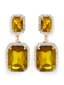 KARATCART Gold-Plated Contemporary Yellow Drop Earrings for Women (33038629)