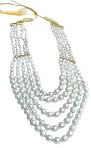 Needs collection Multi Layered Pearl Bridal long Necklace & Earring Set For Women,girls