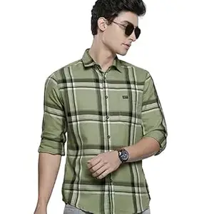 The Indian Garage Co Men Slim Fit Checkered Full Sleeves Spread Collar Casual Shirt