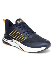 ABROS Torque Running Sports Shoes Breathable Upper Mesh with Phylon Sole Memory Foam Insole Casual Walking & Gym Shoes for Mens (Navy/Mustard 7)
