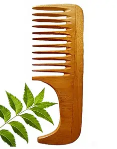 Rufiys Natural Neem Wooden Comb for Women & Men | Hair Growth |Dandruff Remover